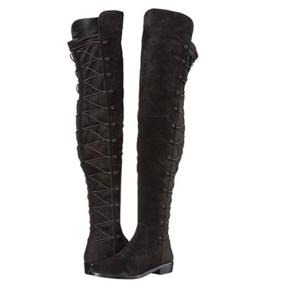 Vince Camuto Coatia Black Suede Over-the-Knee Boots - Picture 5 of 17